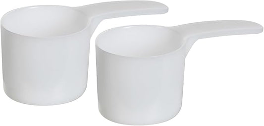 70 mL Plastic Measuring Packaging Scoop (=70 cc/ = 4.73 Tablespoon/ = 2.37 fl oz/ = 0.3 Cup), Meidum Handle - to Measure and Dispense Spices, Granules, Powders, for Seeds Packing (2)