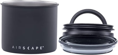 Planetary Design Airscape® Stainless Steel Coffee Canister | Food Storage Container | US Patented Inner Plunger Lid REMOVES Excess Oxygen | Don't Buy airtight, Buy AIR-Less (Small, Matte Black)