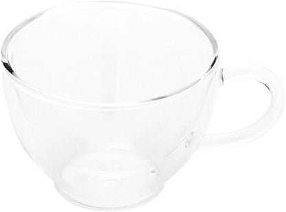 Restaurantware Forma 6 Ounce Clear Coffee Cups 10 Double Wall Transparent Coffee Mugs - Built-In Handle Does Not Chip Clear Glass Tea Cups Rolled Rim Microwavable