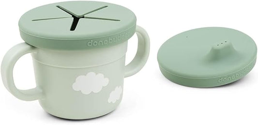 Done by Deer Foodie Spout & Snack Cup Croco Green – Spill-Proof Toddler Cup with Soft Silicone Lid – Durable, Easy to Clean, and Perfect for 6-Month-Olds