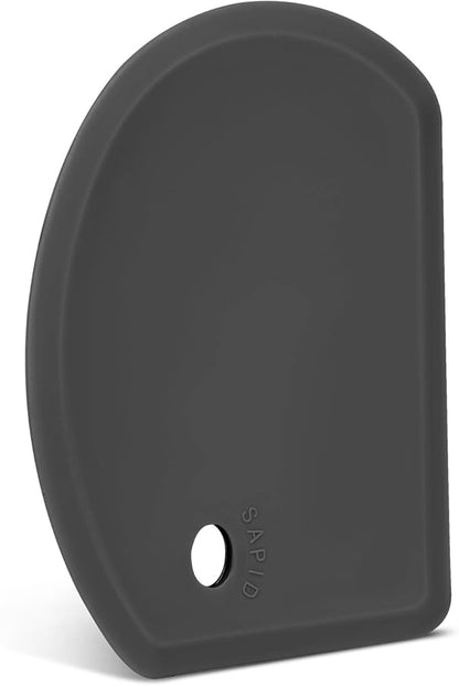 Silicone Dough Scraper with Stainless Steel Sheet, Curved Edge Flexible Bowl Scraper for Baking, Food Grade Silicone Bench Scraper for Sourdough Bread Proofing Basket, 5.98"×4.3", Dark Gray, SAPID