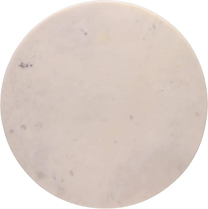 Multi-Purpose Round Shape Marble Cheese Tray | Cutting Board. Solid Large White With Non-Slip Feet For Stability & Scratch Protection. Easy To Clean,Trivet,White (11x11x0.5 Inches)