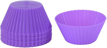 AKOAK Reusable Silicone Non-stick Baking Cups, Cake Molds, Kitchen Baking Cooking Accessories, DIY Cake Making Tools - Pack of 10 (Purple)