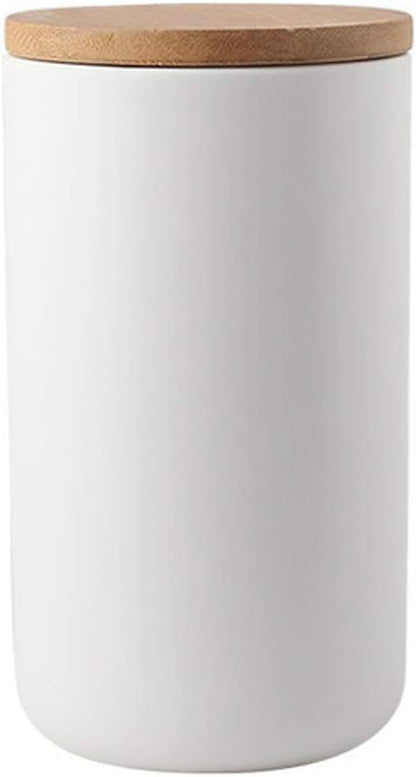 Food Storage Canister, Ceramic Kitchen Canisters with Airtight Seal Bamboo Lid, Food Storage Jar for Tea, Coffee Bean, Spice, Sugar 260ml/ 800ml/ 1000ml (1000ml-10.3 x 18.2cm)