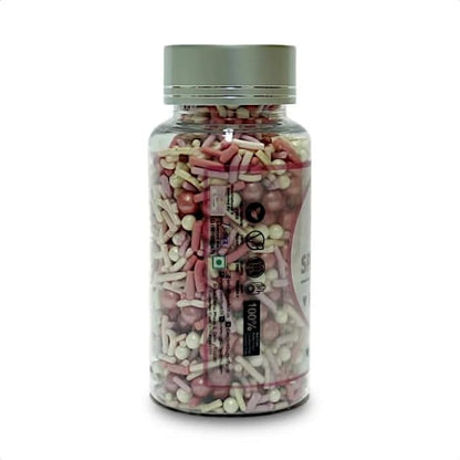Confect Sprinkles- Fusion Mashup Pink & White Sprinkle Mix with Pearl Balls – Cake Decorating Topping, Baking Sprinkles – Perfect for Cakes, Cupcakes, and Desserts - Vegan, Gluten-Free, Nut-Free, Soy-Free, Dairy-Free, Palm Oil-Free - 4.2 Oz