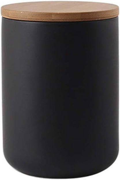 Food Storage Canister, Ceramic Kitchen Canisters with Airtight Seal Bamboo Lid, Food Storage Jar for Tea, Coffee Bean, Spice, Sugar 260ml/ 800ml/ 1000ml (800ml-10.3 x 14.5cm)
