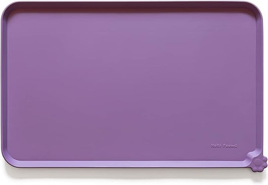 Hoki Found Silicone Pet Food Mats Tray - High-Lips Pet Dog Cat Bowl Mats - Pet Feeding Mat - Waterproof Dog Cat Food Mats -Pet Water Mats for Floors - Amethyst