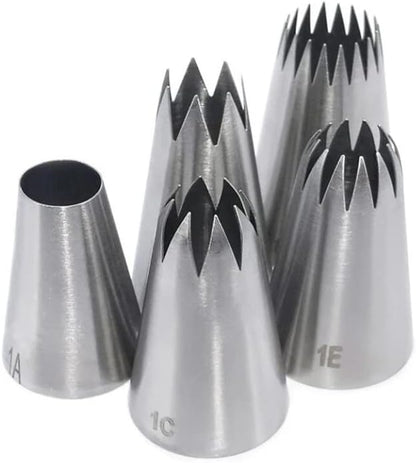 Piping Tips Large Pastry Tips Set,Cake Cream Decorating Tips for Frosting,Icing Piping Nozzle For Cupcakes Cakes Cookies(1A,1C,1E,356,9FT)