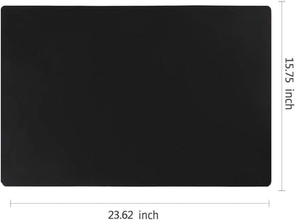 Extra Large Mulitpurpose Silicone Placemat,Countertop Protector, Kitchen Counter Mat, Table Mat, Heat Resistant, Washable, Non Slip ...… (Black -2PCS, 23.6X 15.8inch)