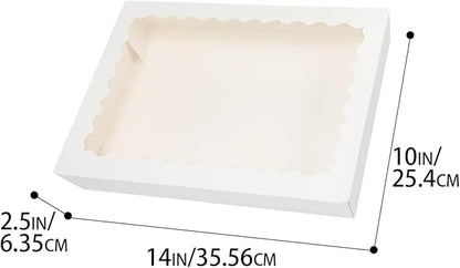 qiqee Auto-pop Up 14x10x2.5 Inch White Cookie Box with Window 15Pcs Pastry Macaron Bakery Box For Packaging