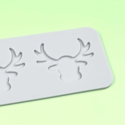 mostsom 3D Hollow Out Lace Mold Silicone Christmas Deer Head Shape Fondant Molds Chocolate Mould for Cake Pastry Decor Baking Gumpastes Moulds Decoration (N_ Deer Head)