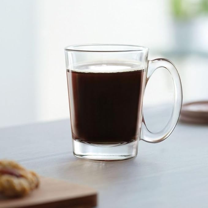 LEMONSODA Clear Large Glass Coffee Mug with Handles for Hot Beverages, Clear Mugs for Espresso, Tea, Cappucino, Latte, Juice (8.75 oz, 10.5 oz, 12 oz) (10.5 oz, Set of 48)