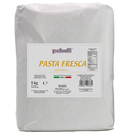 POLSELLI Fresh Pasta Flour, 100% Soft Wheat, 5 kg (11 lbs) Tipo 00, Bread Machine or Handmade Pasta for Bread, Gnocchi, Product of Italy