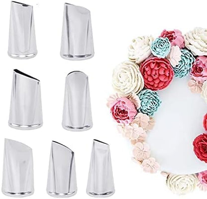 7 Pieces Rose Flower Piping Tips Set, Cake Decorating Tips Icing Piping Nozzles Set Cupcake Decorating Kit