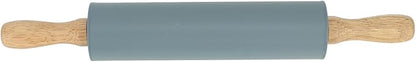 Large Silicone Rolling Pin Pastry Baking Mat Set for Kitchen (Grey)