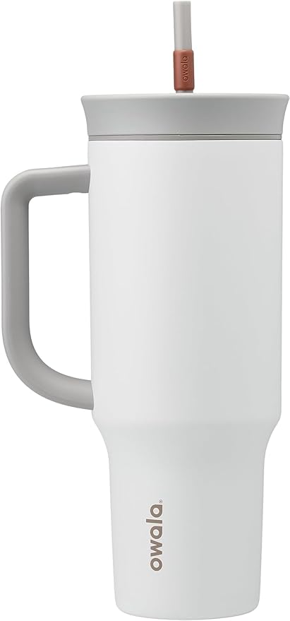 Owala Stainless Steel Triple Layer Insulated Travel Tumbler with Spill Resistant Lid, Straw, and Carry Handle, BPA Free, 40 oz, Gray (Iced Tea) (Pack of 6)