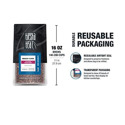 Tiesta Tea - 3lb Hibiscus Flowers, Cut & Sifted Loose Tea, 3lb,1360g, Bulk Resealable Bag, Raw Hibiscus Flower, Agua Fresca, Flor de Jamaica, Baked Goods, Dressings, Jams, Soaps & More, 3-Pack