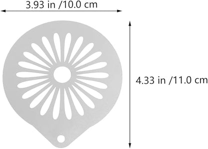 DOITOOL 6 Pcs Coffee Stencils Latte Art Stainless Steel Cappuccino Templates Coffee Templates for DIY Cupcake Mousse Hot Chocolate Milk Foam