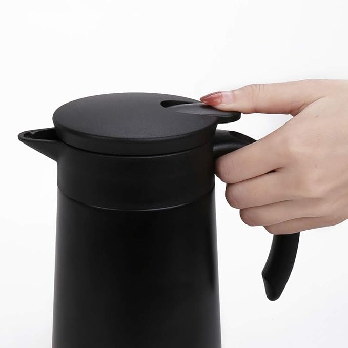 28oz Coffee Carafe Airpot Insulated Coffee Urn Stainless Steel Vacuum Thermal Pot Flask for Coffee, Hot Water, Tea, Hot Beverage - Keep 9 Hours Hot, 18 Hours Cold (2 Pack Black)