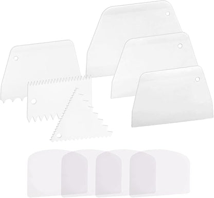 Anvin Cake Scraper Smoother Cake Icing Tool Set, Plastic Scraper Cake Frosting Scraper Smoother Combo for Buttercream Edge Decorating Cake Smoother Flexible for Baking Birthday DIY Kitchen (10 Pcs)