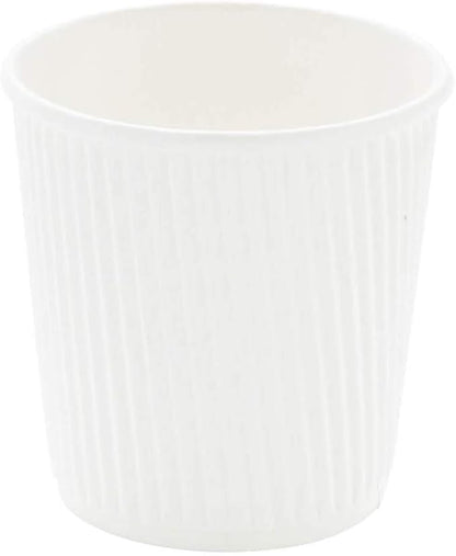 500-CT Disposable White 4-OZ Hot Beverage Cups with Ripple Wall Design: No Need for Sleeves - Perfect for Cafes - Eco-Friendly Recyclable Paper - Insulated - Wholesale Takeout Coffee Cup