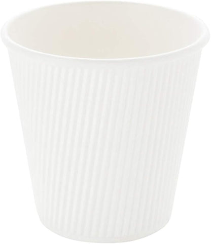 Restaurantware 8 Ounce Double Wall Disposable Coffee Cups, 500 Insulated White Paper Tumblers with Ripple Wall Design, Lids Sold Separately for Hot Drinks like Tea, Hot Chocolate, and More