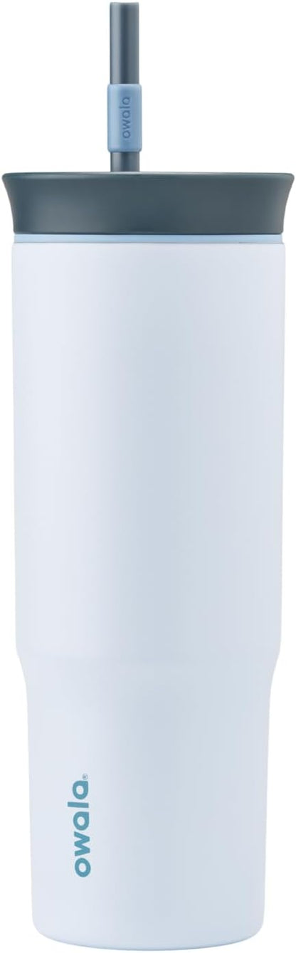 Owala Stainless Steel Triple Layer Insulated Travel Tumbler with Spill Resistant Lid and Straw, BPA Free, 24 oz, Grey/Blue (The Great Blue) (Pack of 12)