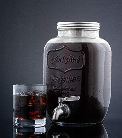 Original Grind Coffee Co.,1 Gallon Cold Brew Coffee Maker,Easy Pour Stainless Steel Spigot Tap,Extra Thick Glass Pitcher Brewing System Iced Coffee Maker,Refrigerator Safe Storage
