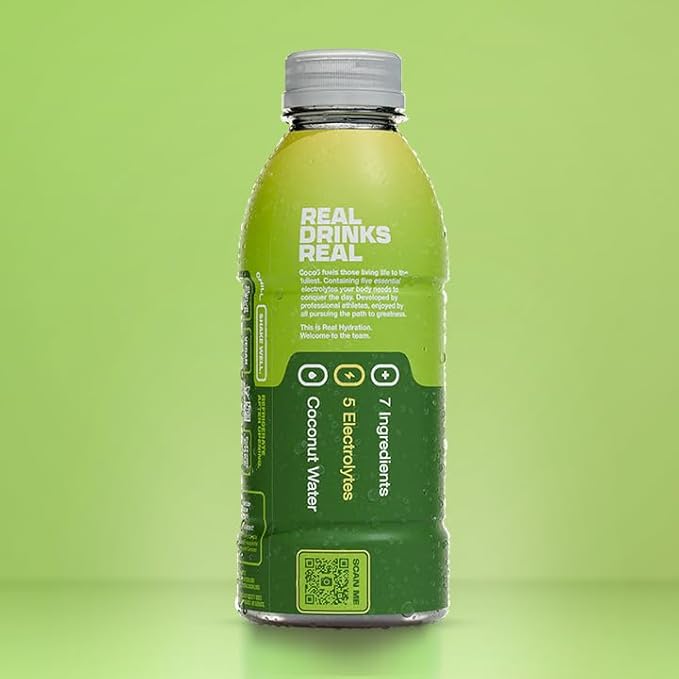 COCO5 Clean Sports Hydration Limon Flavor | 100% Natural | 50% Less Sugar | Nothing Artificial | Non-GMO | Gluten Free | Developed by Pro Trainers for Pro Athletes | 16.9 Ounce (Pack of 12)