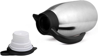 68oz Thermal Coffee Carafe, 2 Pack Airpot Insulated Coffee Urns Stainless Steel Vacuum Thermal Pot Dispenser for Coffee, Hot Water, Tea, Hot Beverage - Keep 12 Hours Hot, 24 Hours Cold (Silver, Black)