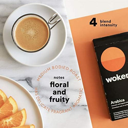 WOKEN COFFEE Compostable Nespresso Pods - Arabica Light Roast Italian Espresso Coffee Capsules Compatible With Nespresso Coffee Machine (100 Pod Count, 10 Boxes)