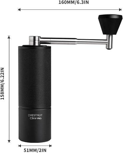 TIMEMORE Chestnut C3 ESP Pro Manual Coffee Grinder, Stainless Steel S2C Conical Burr Hand Coffee Grinder with Foldable Handle, Adjustable Grind Setting for Espresso and Pour Over - Black