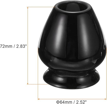 HARFINGTON Ceramic Chasen Stand 72mm Matcha Whisk Holder Teas Set Whisks Stand Traditional Matcha Tea Chasen Holder Tea Set Accessories for Tea Tasting, Black