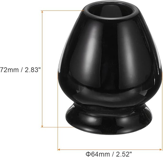 HARFINGTON Ceramic Chasen Stand 72mm Matcha Whisk Holder Teas Set Whisks Stand Traditional Matcha Tea Chasen Holder Tea Set Accessories for Tea Tasting, Black