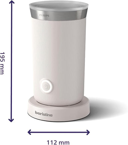 Philips Baristina Espresso Machine+Milk Frother Bundle. Real espresso. Compact coffee machine, portafilter, grinder, Cafe Crema. Dairy & Non-Dairy Milk foam. Hot & Cold. Easy Clean. White (BAR303/00)