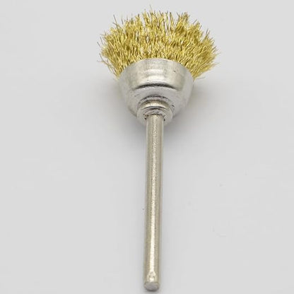 20PCS Brass Wire Brushes - Metal Rust Removal, Cleaning, and Polishing - 15mm Diameter, 1/8″ (3mm) Shaft - Removes Burrs, Dust, and Oxide Layer - Handles Rough Surfaces - Rotary Tool Accessories