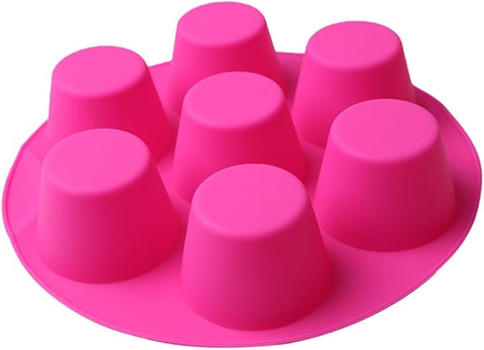 Silicone Muffin Pans for Air Fryer 7 Cavity Muffin Tray Cupcake Pan Nonstick Brownie Cake Mold Round Pudding Recipe Tray Bakeware