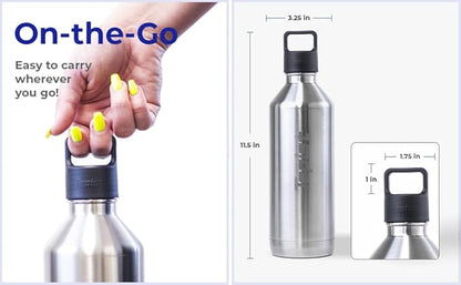 ThirtyO 30oz Stainless Steel Bottle Compatible with Sodastream Machines | Silver | Vacuum Sealed | Double Walled | Leak-Proof | Easy to Carry | Reusable Bottle