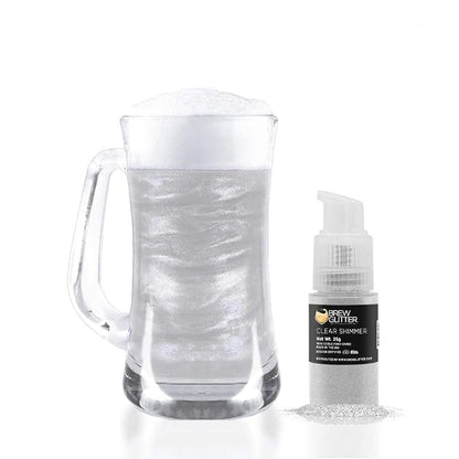 Brew Glitter - Clear Shimmer (25g Spray Pump 1x Jar) | Edible Glitter for Drinks, Cocktails, Beer, Garnish & Beverages