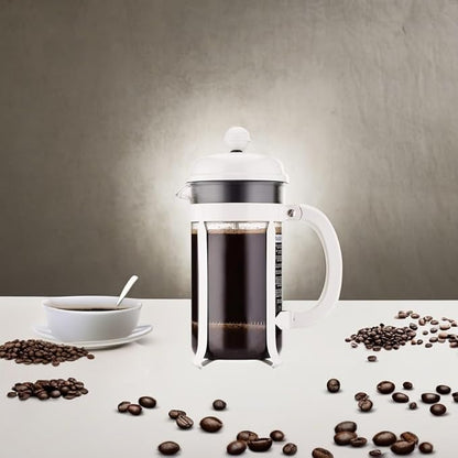 Bodum 34oz Chambord French Press Coffee Maker, High-Heat Borosilicate Glass, Stainless Steel, White – Made in Portugal