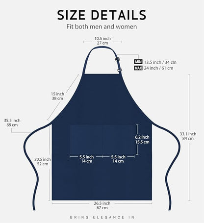 Syntus 12 Pack Bib Apron, Unisex Aprons Adjustable Waterdrop Resistant with 2 Pockets Cooking Kitchen Apron for Chef, BBQ Drawing Apron Bulk, Nautical Blue