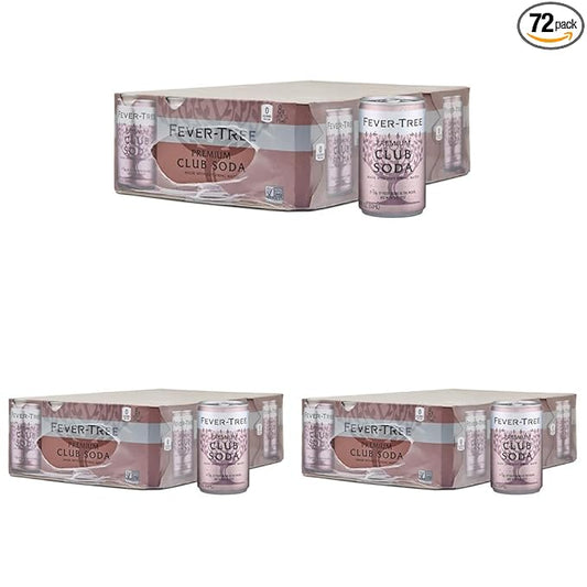 Fever-Tree Premium Club Soda Cans, 24pk/5.07 Fl Oz, No Artificial Sweeteners, Flavorings or Preservatives (Pack of 3)