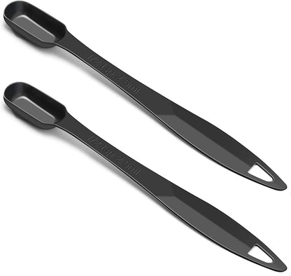 2 Pcs 1/2 Teaspoon(2.5 mL | 1/2 Tsp | 1/6 Tbsp | 2.5 cc | 1/16 oz) Stainless Steel Single Measuring Spoon, Long Handle Metal Measuring Spoon, Kitchen Gadgets for Cooking & Baking(Black)