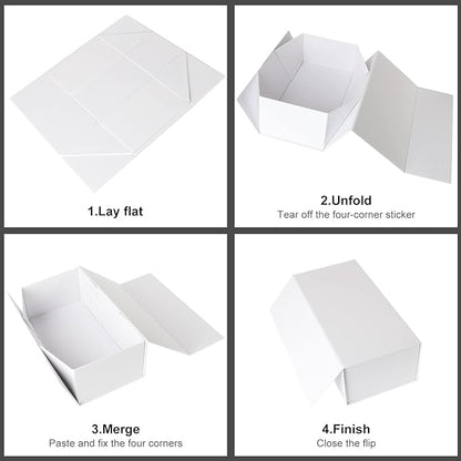 White Gift Box 10" x 6" x 3" with Magnetic Closure Lid Gift Boxe for Presents,Bridesmaid Gifts Boxes,Cute Box,Birthday Box,Luxury for Gift Packaging, Magnetic Gift Boxe for Wrapping Gifts (White)
