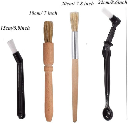 DXary 8 Pieces Coffee Brush Set Professional Espresso Brush Kit Include Wooden Coffee Grinder Machine Cleaning Brush and Nylon Espresso Brush for Coffee Machine Group Head (8)