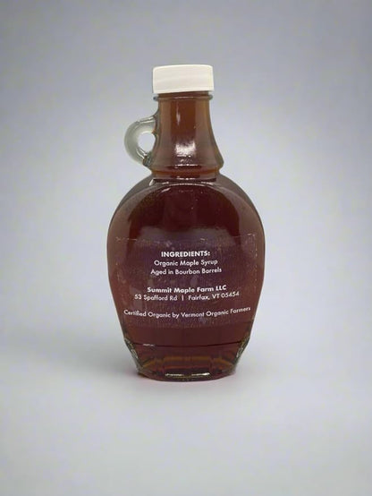 Summit Maple Farm Bourbon Barrel Aged Organic Maple Syrup, 8 oz glass bottle