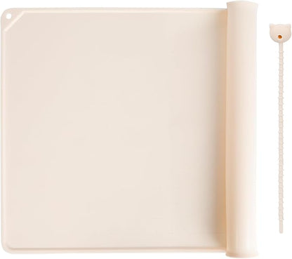 Silicone Baking Mat - Extra Thick Non-Stick Pastry Mat with Measurement Markings, 21"x15" Non-Slip Silicone Pad with Raised Edges（Apricot）