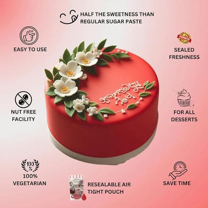 Confect Red Fondant | Vibrant Edible Cake Fondant for Christmas & Special Occasions | Easy to Roll, Smooth Texture | Ideal for Cake Decorating & Cupcakes | Vegan & Gluten-Free – 8.8 Oz