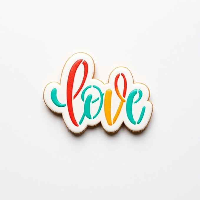 Love Cookie cutter and stencil set Baking Valentine stencils and cutters bundle DIY bakery decorating kit Cookie cutter with stencils Icing stencil and cookie cutter combo (Love)