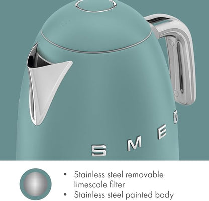 Smeg 50's Retro Style 7-Cup Electric Water Kettle with Automatic Shutoff, Removable Base, and Water Indicator (Jade)